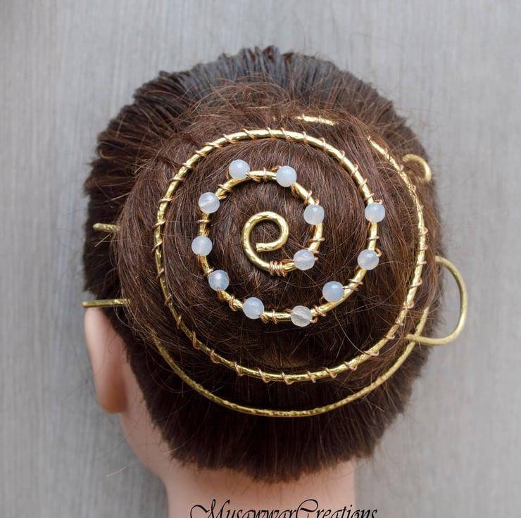 Brass Hair bun holder ,Hair bun slide, ,brass h... Folksy