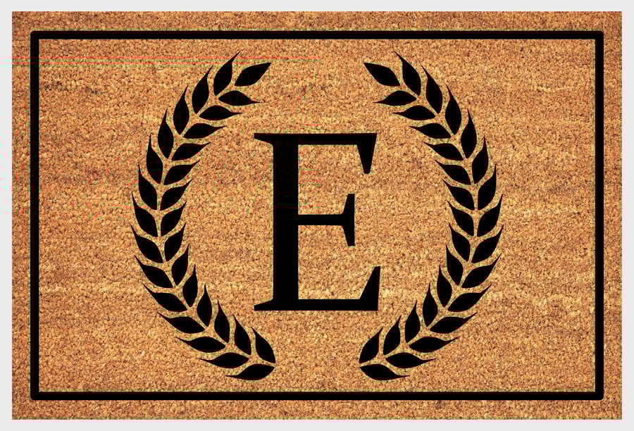 E Letter Door Mat - Monogram Letter E Welcome Mat - 3 Sizes