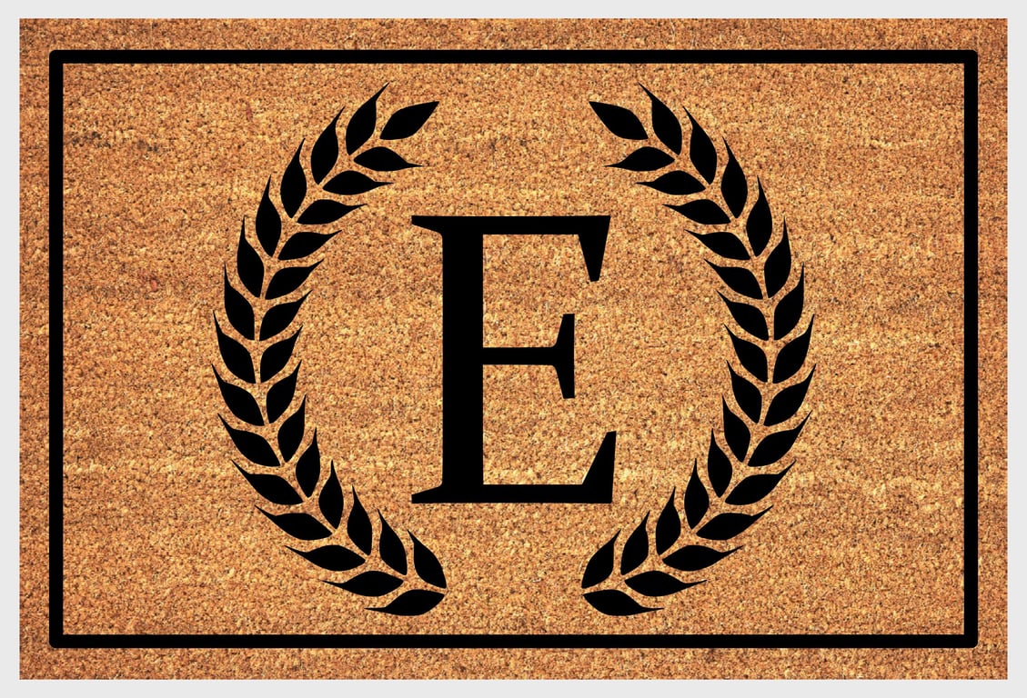 E Letter Door Mat - Monogram Letter E Welcome Mat - 3 Sizes