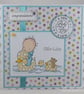 Handmade new baby boy card - baby and ducks - Image 1
