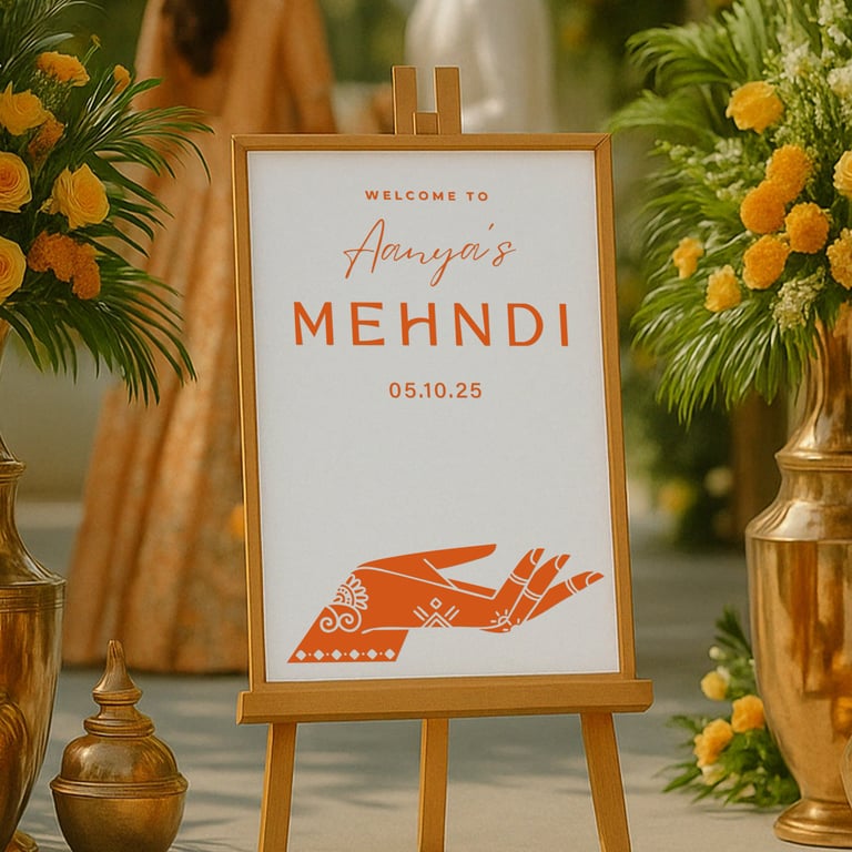 Personalised Mehndi Welcome Vinyl Sticker – Henna Decor For Indian Wedding