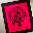 Neon Gnosis I - Limited Edition Pink Lino Print - Jesus in Gnostic Texts