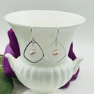 Pale Pink Freshwater Pearl & Petal Pendant Charm Earrings