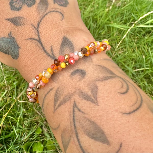Beaded double twisted autumn bracelet 