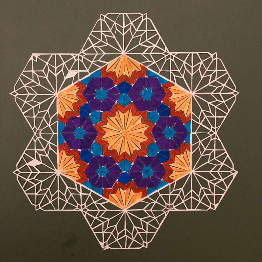 Persian Orosi glass window paper cut. 