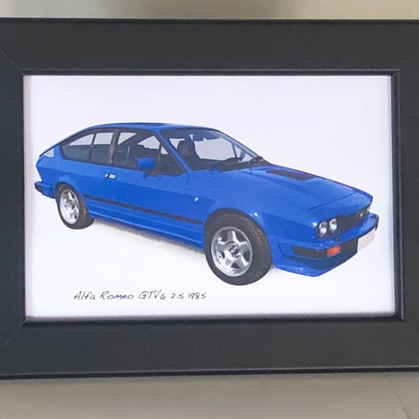 Alfa Romeo GTV6 2.5 1985 - 4x6" Photograph in a Black or White frame