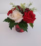 Festive Tartan Tin with Red & Cream Roses - Image 1