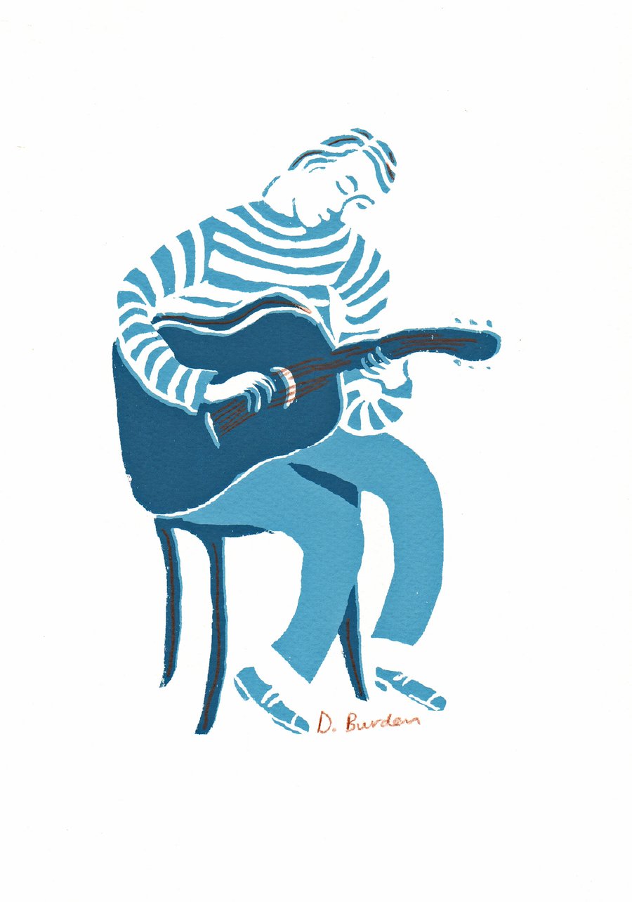 limited edition screen-print of guitar player