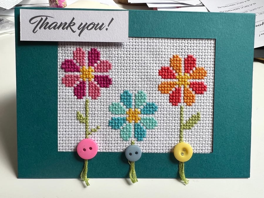 Cross stitch Thank You card