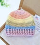 Rainbow Baby Crochet Beanie Hat – Newborn, 0-3 & 3-6 Months