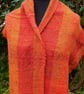 Handwoven Merino, Silk & Llama Scarf – Orange, Red & Gold - Image 4