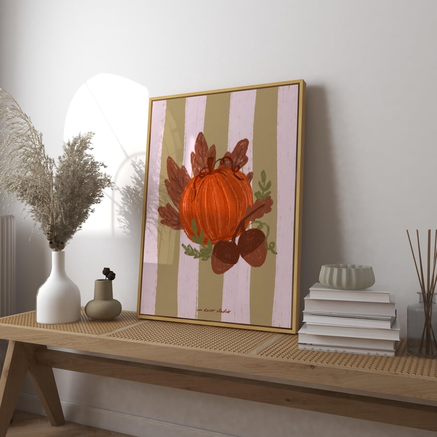 Striped Pumpkin Print Poster