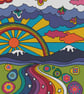 077 - Psychedelic Retro Rainbow Landscape & Sunrise - Cross Stitch Pattern - Image 2