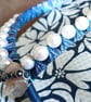 Shell Pearl And Ribbon Hand Decorated Blue Floral Flip Flops Size 5-6 - Image 4