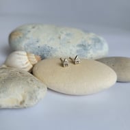 Beach Hut Stud Earrings - Recycled Sterling Silver - Tiny Studs