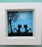 Cat Picture, Framed Art Print, Black Cats Gift, Tree Moon Two Cats Silhouettes - Image 1
