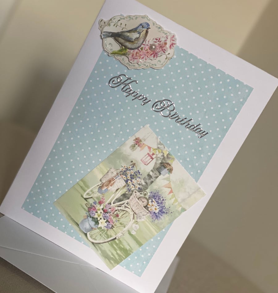 Handmade country flowers birthday card