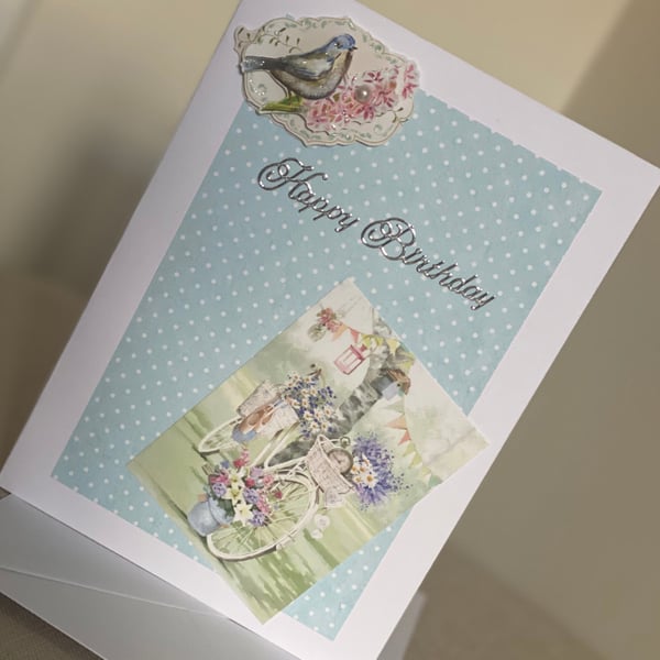 Handmade country flowers birthday card