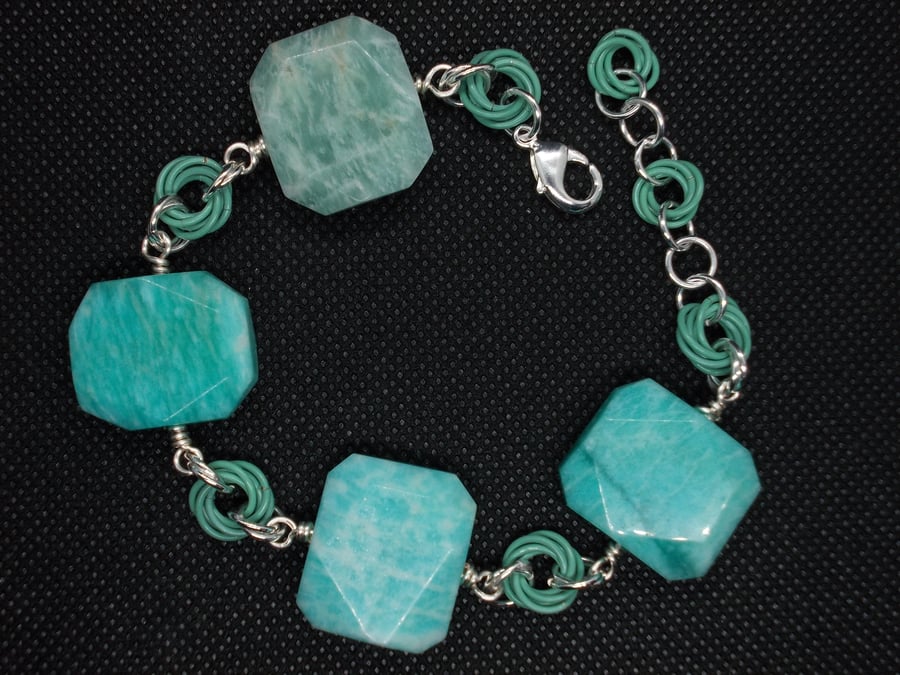 amazonite and chainmaille bracelet