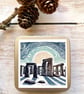 Stonehenge storage tin square buttons, stitch markers, beads, knitting, sewing