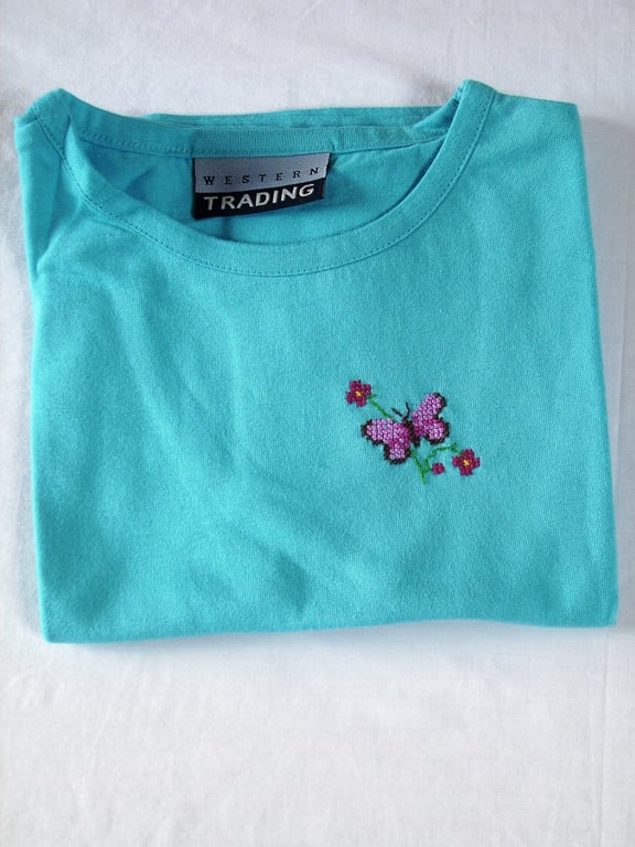 Butterfly, T-shirt, Age 4-5, hand embroidered