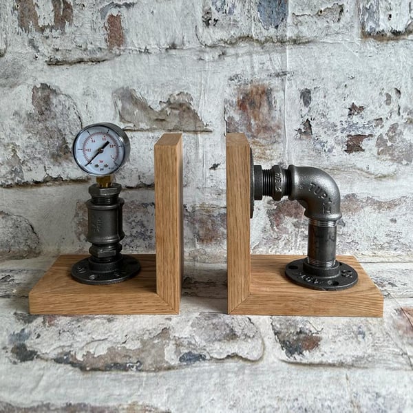 Solid Oak Bookends Pair