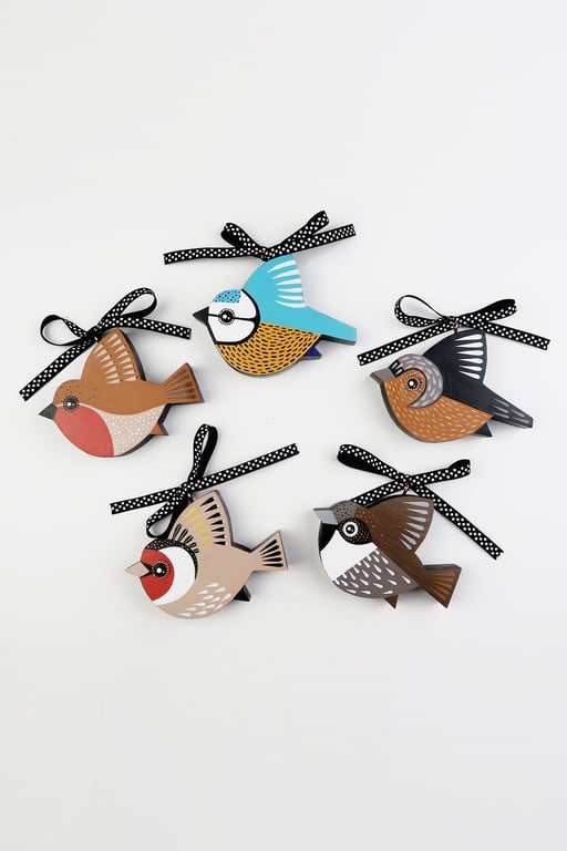 Garden birds Christmas tree decorations, bird lover gift, stocking fillers.