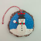  Christmas Snowman Real Log Slice Christmas Tree Or Home Decoration
