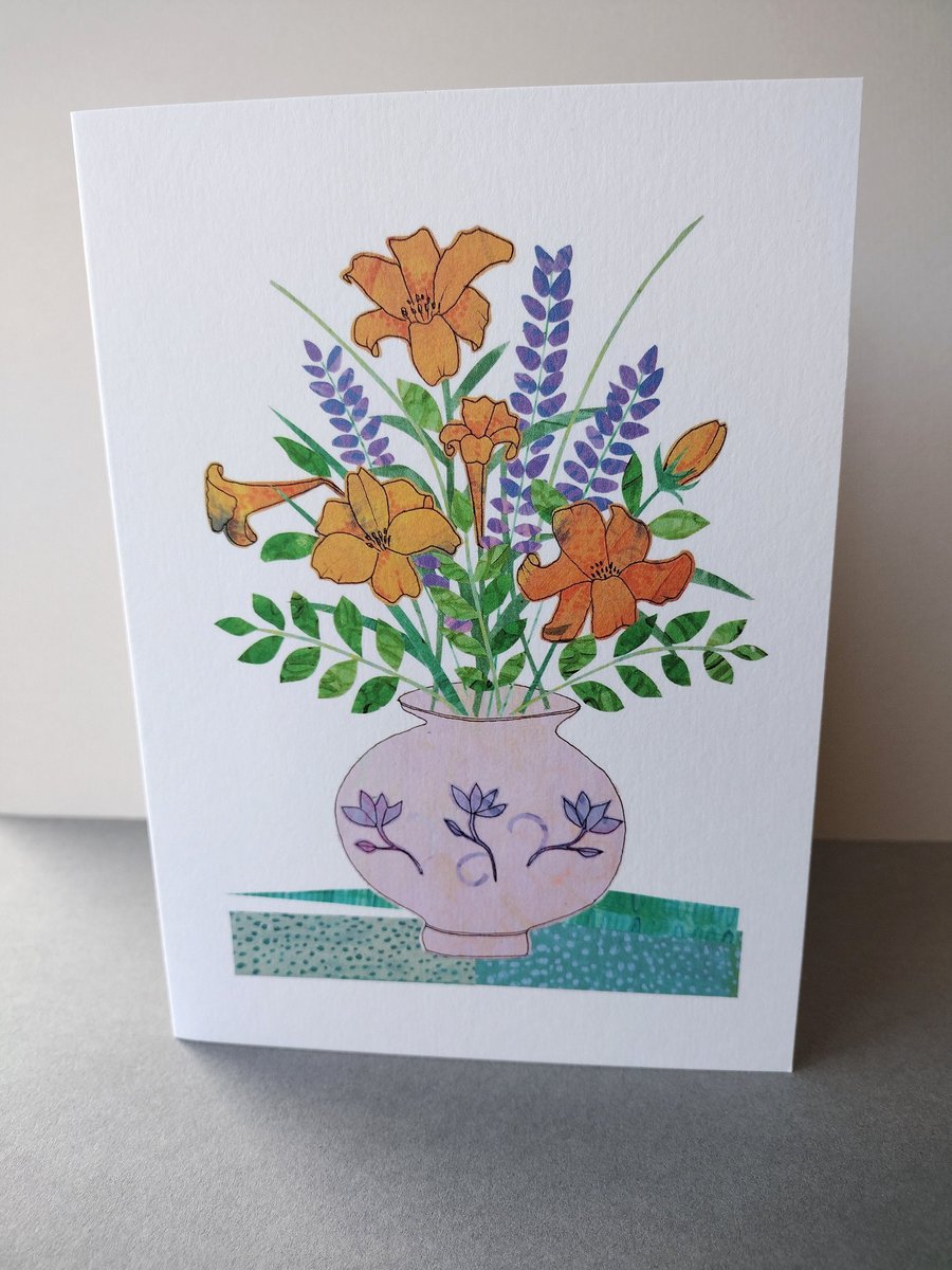 Orange lilies greetings card