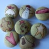 8 Handmade Fabric Christmas Buttons 19mm