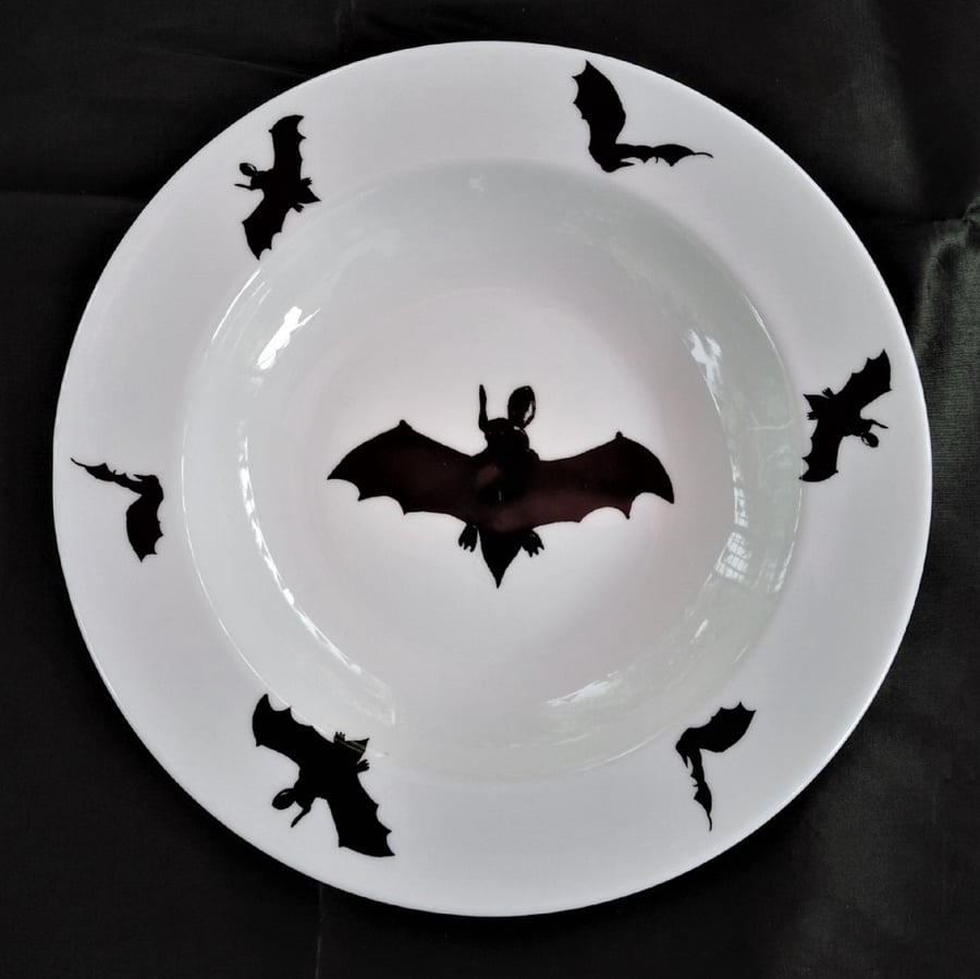 Pasta or soup dish with flying bats
