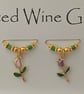Rose Flowers and Bee Wine Glass Charms set of 6