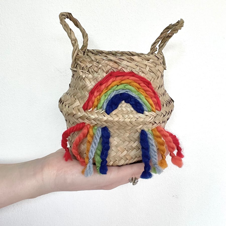 Mini rainbow belly basket - toy storage pencil holder trinket pot for kids