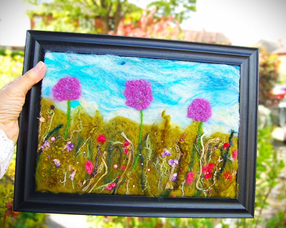 Flower Meadow - Needle felted picture - 