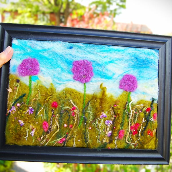 Flower Meadow - Needle felted picture - 