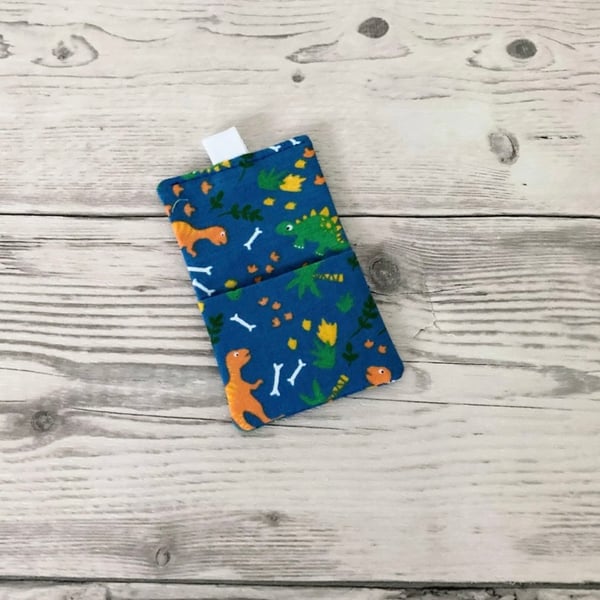 Blue Dinosaur Fabric Gift Card Holder.