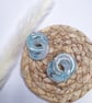Silver and pale blue hoop earrings - Image 5