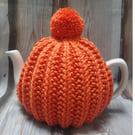 Hand Knitted Ribbed Tea Cosy & Pom Pom 4-6 Cup Teapot Custon Order Choose Colour