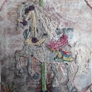Original Hand-Embroidered Mixed Media Artwork