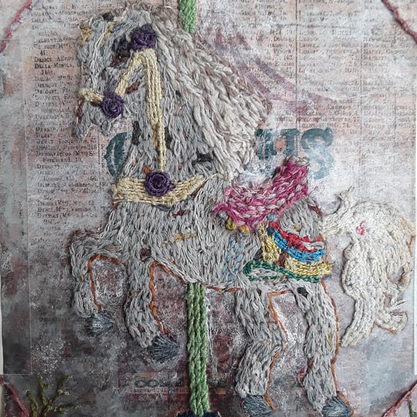 Original Hand-Embroidered Mixed Media Artwork