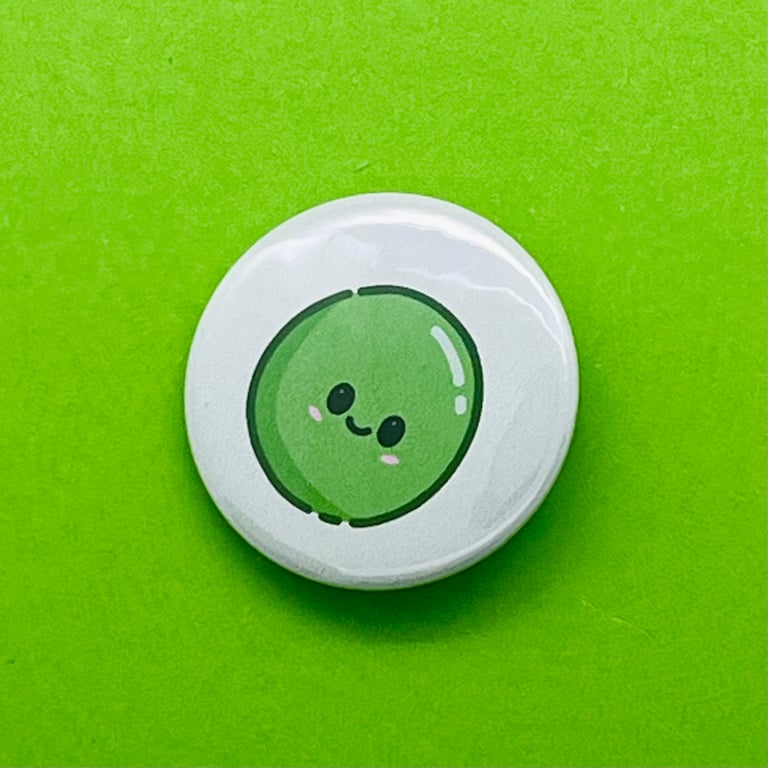 You make me hap-pea (happy) badge. Badge, pocket pebble, magnet or keyring. Frie