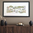 Sheffield Cityscape - Fine Art Print - Watercolour and Pen Illustration - Gift