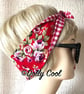 Red Rose Hair Tie - Shabby Chic - Rockabilly Head Scarf by Dolly Cool - Ditsy Te