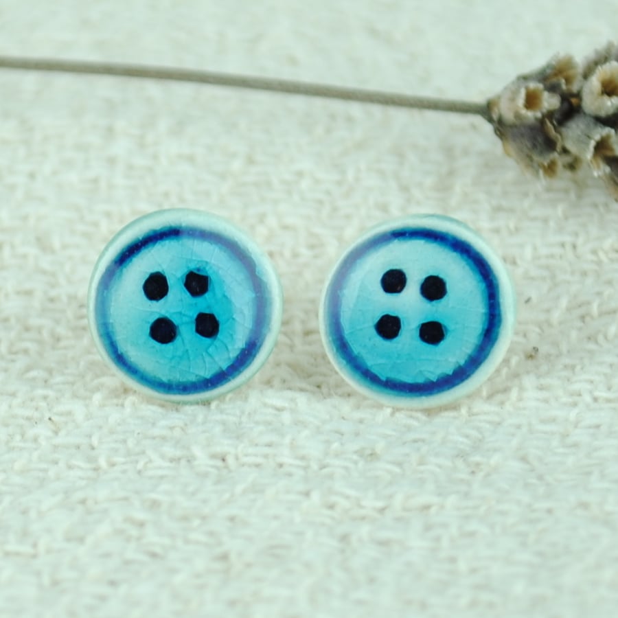 Ceramic Button Earrings