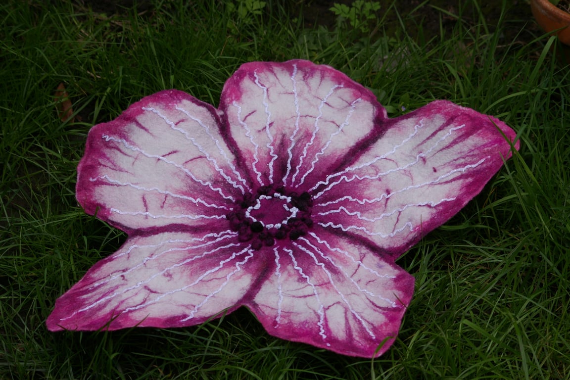 Felted Wool Flower Table Mat