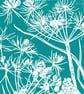 Cow Parsley dark cyan - Handcut Linocut Print - Image 1