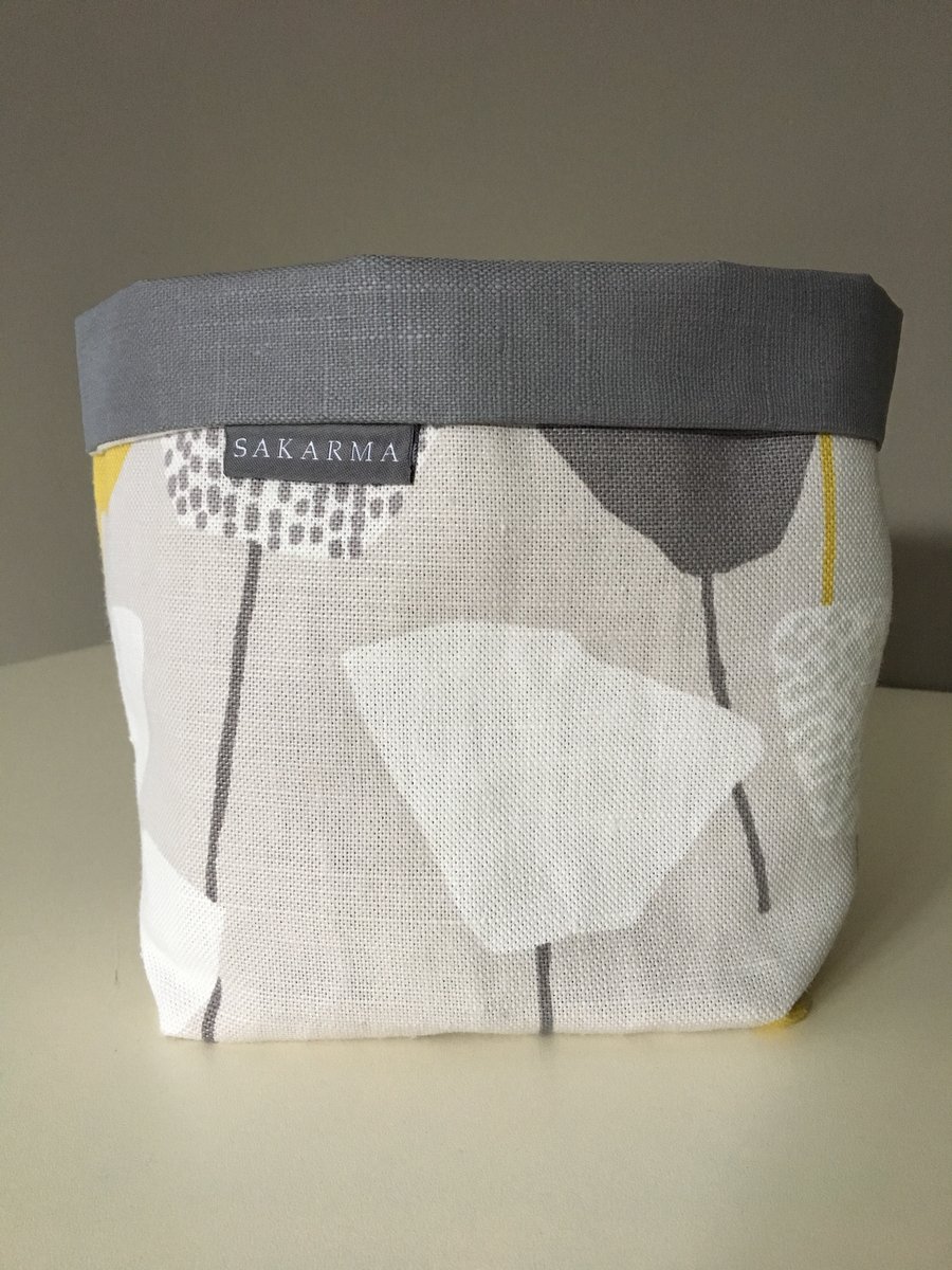 Fabric Storage bag - Yellow and white flowers
