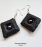Lava Rock -Lava Stone & Peacock Freshwater Pearl Earrings. - Image 4