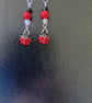 Beaded red, black and silver ladybird charm dangle earrings - Image 2