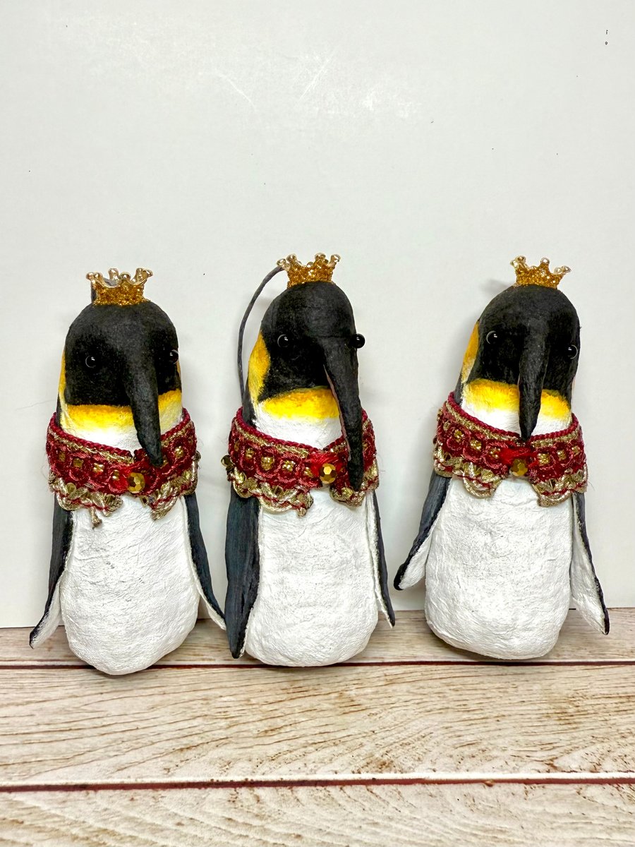 CUSTOM ORDER Spun Cotton Christmas Emperor Penguin Queen 3